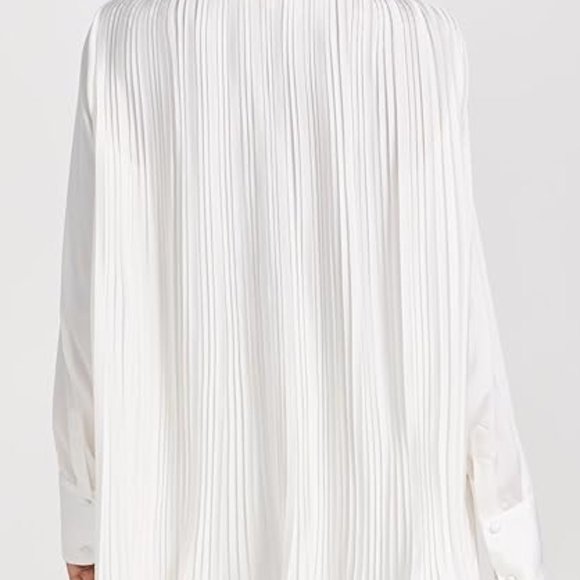 NWT ROCOCO SAND Women's Bree Button Ruffle White Shirt M - Picture 2 of 3